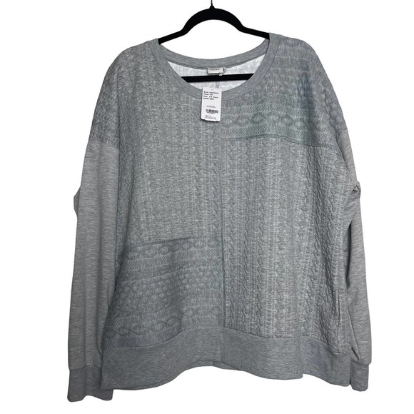 NWT Simple By Suzanne Betro Heather Gray Cable Knit Sweatshirt 2XL - Picture 4 of 14